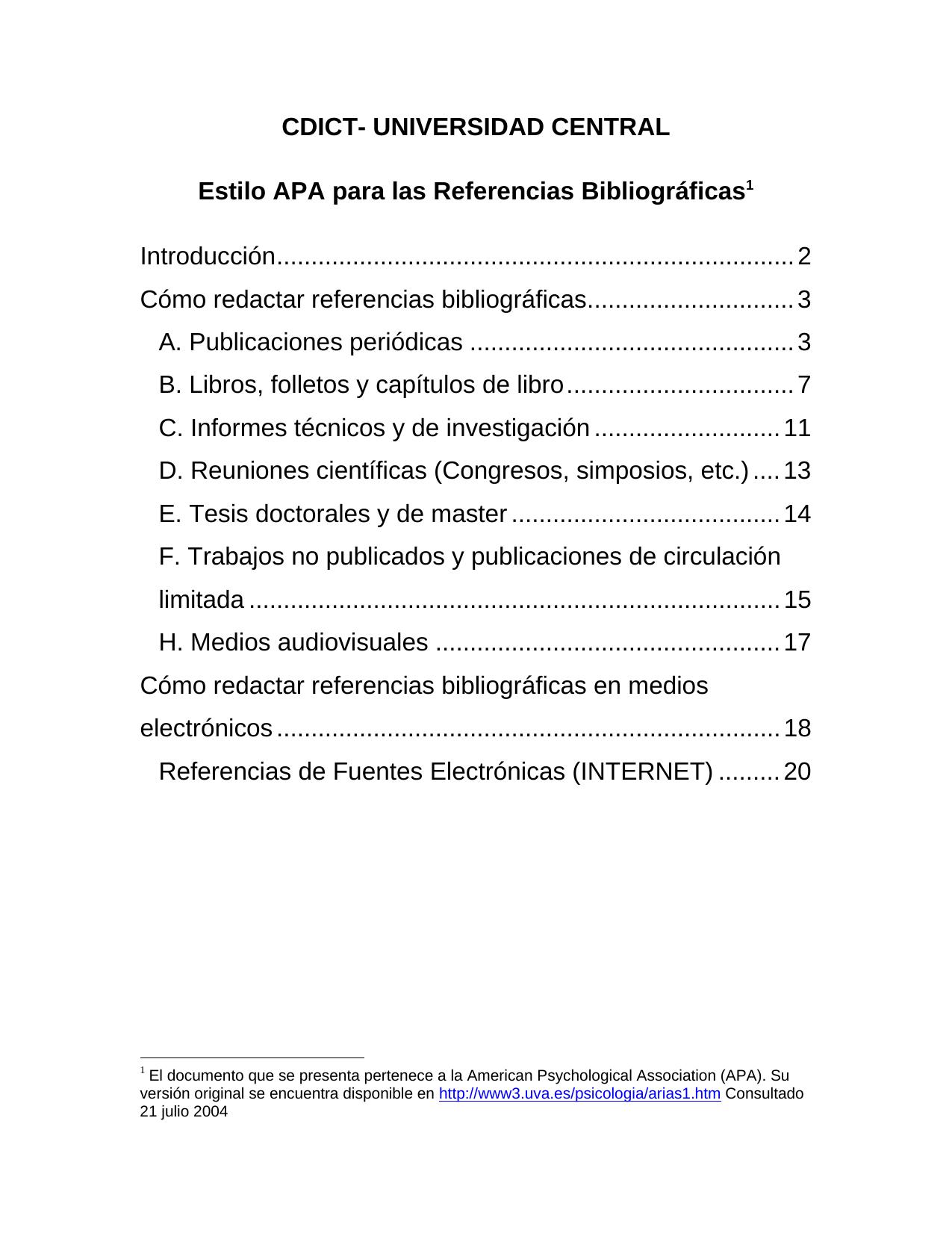 Estilo APA para las referencias Bibliograficas